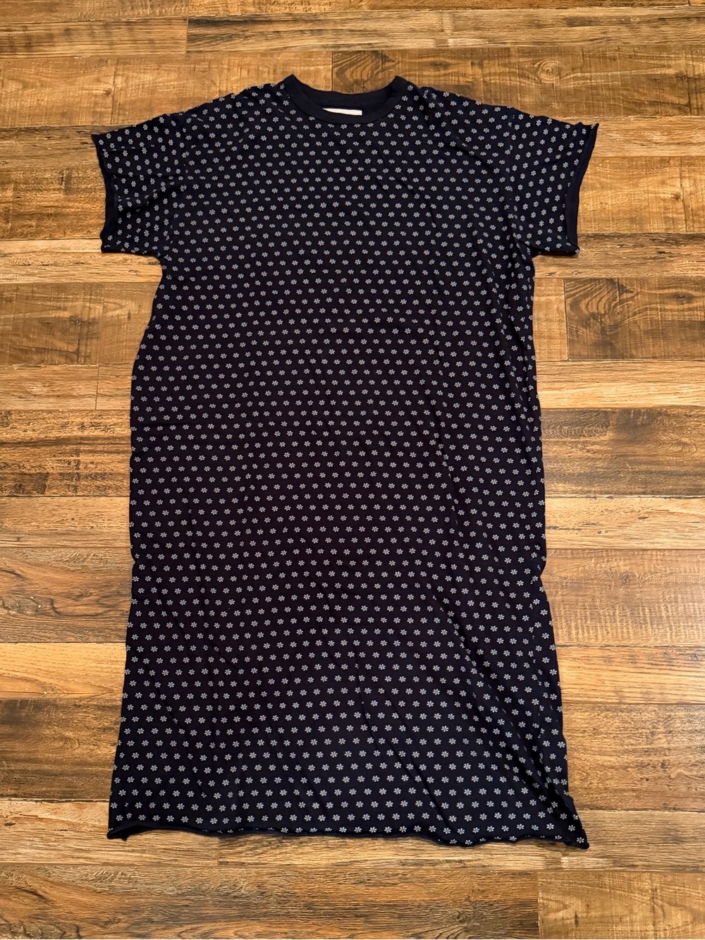 The GREAT Navy/Printed Floral Short Sleeve T-Shirt Dress